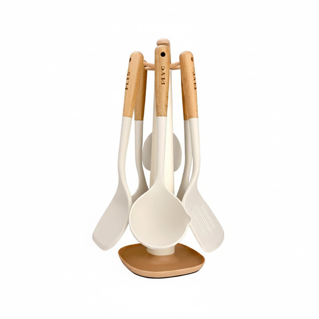 Wooden Handle Silicone Cooking Utensils