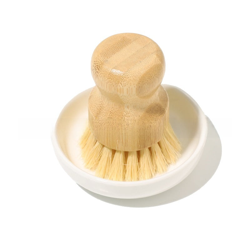 Bamboo Pot Brush with Ceramic Dish Set