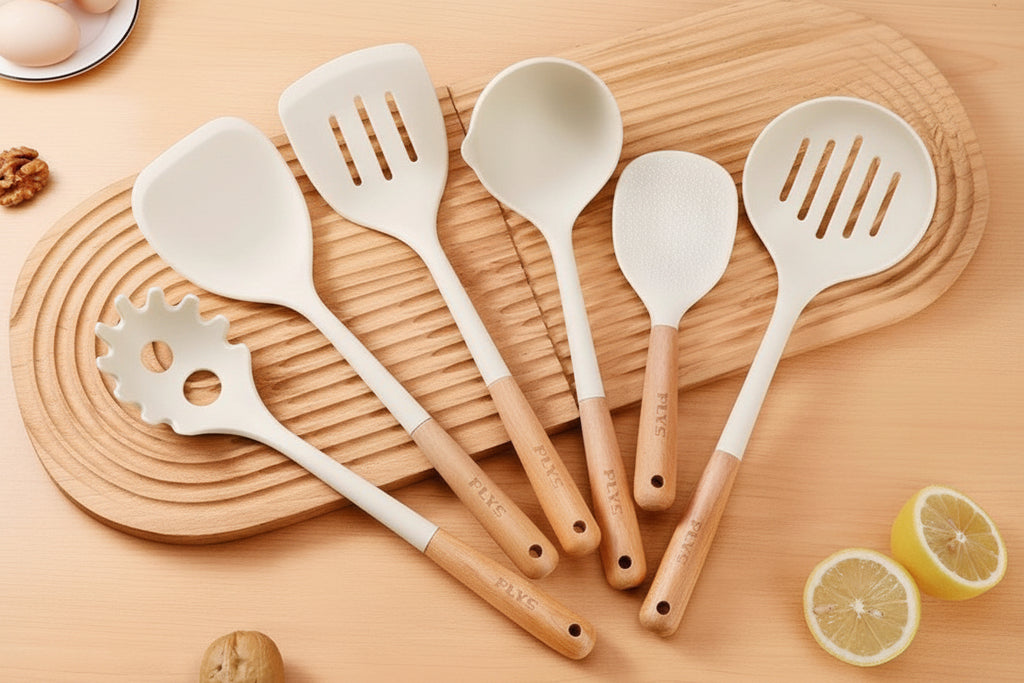 Wooden Handle Silicone Cooking Utensils